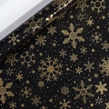 Large roll of black gift wrapping paper featuring elegant shimmering gold glitter snowflakes - Black Background Gold Snowflake / 43*300CM