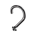 Polished silver C-shaped nose ring with a flat disc base in a sleek minimalist design - Black White 1x6.5x2mm