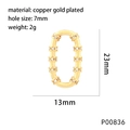 Détail du pendentif ovale en cuivre doré 23mm x 13mm avec incrustation de zircon - Or avec Zircone Claire