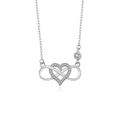 Silver 925 heart infinity necklace with cubic zirconia in silver-white finish - 925 Silver / White Gold