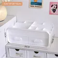 White multi-compartment plastic desk organizer with double drawers, size 26x16x10cm - Standard Storage Box / White