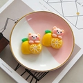Détail d'accessoire en résine ours rose et citron jaune 20x21mm pour bricolage - Ours Citron Jaune