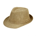 Classic linen panama fedora hat in light khaki with detailed straw weave pattern - Adult Size (Approx 58cm) / Solid Color Linen-Khaki
