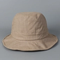 Gros plan d'un chapeau bob en lin marron clair montrant la texture du tissage grossier - M(56-58cm) / Kaki