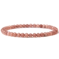 4mm natural translucent pink stone beaded elastic bracelet for men and women - Dark Pink Stone