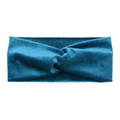 Peacock blue velvet knotted headband with a wide twisted design for women - Blue
