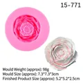 Bright pink silicone flower mold for DIY resin soap with rose petal texture design - Type 1-Peony (15-771) / Pink