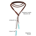 Bohemian long brown suede cord necklace with turquoise stone pendants and size measurements - N2109-8 Brown Faux Suede Turquoise Necklace