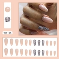 Nude Rosa Mandel Kunstnägel Set mit Silberglitzer Akzenten und 24 Stück Nagelspitzen - Glitzer Mandel (W1166)