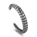 Vintage zilveren open armband met drakenschubben van titanium staal voor heren - Draakschaal Stijl (KB156376)