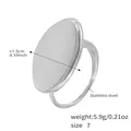Anello ovale in acciaio inossidabile argento lucido con design aperto regolabile - US 7 / Stile Aperto Ovale Color Acciaio (A723)