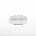 Silver mirror wave acrylic clutch bag with modern rippled texture and top clasp - Silver