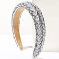Silver beaded crystal headband with luxury sponge padding for high crown volume - Gray