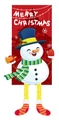 Weihnachts-Schneemann-Banner zum Aufhängen mit blauem Zylinder und bunter Kleidung - Roter Schneemann-Stil