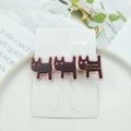 Minimalist acetate cat hair clips in dark brown with three kitty shapes on a card - Burgundy
