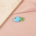 Close-up of handmade blue and green glass clownfish bead with gold side rings - Blue Fish Double Loops (1#) / Gold
