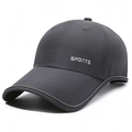 Dark grey quick-dry sports baseball cap with reflective SPORTS text and breathable laser holes - Dark Gray