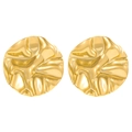 Elegant 18k gold plated stainless steel irregular crumpled texture round stud earrings - 18K Gold Plated Pleated Round (9524)
