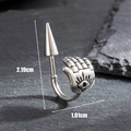 Silver stainless steel huggie earring with hamsa hand eye and spike charm pendant - Simple Hamsa Hand (S373)