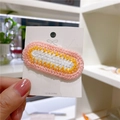 Pinza para el pelo tejida a mano en rosa, amarillo y blanco sobre tarjeta blanca - 2# Tira Corazón Blanco Rosa