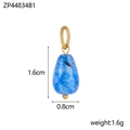 Sky blue teardrop stone pendant with gold ring, 1.6cm height, 0.8cm width specifications - Sky Blue