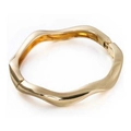 Chic double-layer golden wave bangle featuring a unique asymmetrical open design - Gold Rippled Hinge (SZYS-014HJ-J)