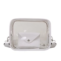 Trendy transparent PVC crossbody jelly bag with white trim and matching envelope pouch - White