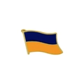 Blue and yellow national flag metal badge with gold trim and wavy dynamic design - Blue And Yellow Flag Style (C2255)
