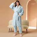 Peignoir épais en polaire vert clair pour homme avec ceinture et poches chaudes - M / Vert Pâle Femmes
