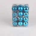 24-pack lake blue 3cm Christmas ball ornaments in square box with matte and glitter finish - 3cm Square Box / Lake Blue