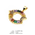 Star and moon gold pendant necklace with multicolor cubic zirconia and shell detail - Star Moon Round Pendant