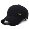 Casquette de baseball noire pour homme avec emblème de montagne doré et visière rigide - Réglable / Noir