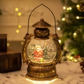 Bronze retro Christmas lantern music box with Santa Claus and LED snow globe light - Santa & Christmas Tree