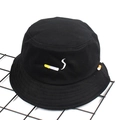 Bob noir en coton pour femme avec broderie de cigarette et style urbain coréen - M(56-58cm) / Noir