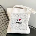 Bolso tote de lona blanca de química con estampado I love Math y fórmulas matemáticas - C4 Fórmulas Matemáticas Sin Bolsillo Interior Sin Cremallera