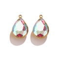 Paire de pendentifs en cristal aqua en forme de goutte avec bordure en métal doré - Style C Iridescent