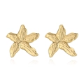 Detailed close-up of golden starfish stud earrings featuring textured brushed metal finish - Style D: Gold 1 Pair
