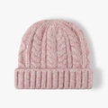 Pink cable knit winter beanie for women with ribbed cuff and warm thick texture - Flesh Pink