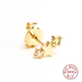 Star-shaped S925 sterling silver stud earrings in gold finish with green and white gems - Gold-Olive Yellow Zirconia Leo