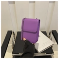 Detail of purple crossbody bag with metal chain strap and minimalist flap design - Purple