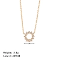 Collar dorado con colgante de girasol en circonita y anillo de cristales brillantes - Dorado