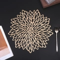 Golden hollow hibiscus flower placemat made of heat-resistant PVC for elegant table decor - Gold