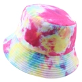 Vibrant tie-dye bucket hat in pink, yellow, and blue with reinforced stitched brim - Pink Yellow Purple Tie-Dye (42)