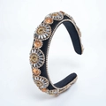 Cerchietto barocco nero con intarsi dorati e strass scintillanti per uno stile lussuoso - Base Dorata Strass Trasparenti Champagne / Oro