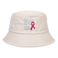 Beiger Anglerhut mit rosa Schleife und Never Give Up Stickerei für Outdoor-Sportarten - Fischerhut / Beige