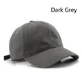 Classic dark grey washed cotton baseball cap with adjustable strap and breathable eyelets - Adjustable / Dark Gray