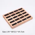 Solid wood ring tray with black velvet slots for 20 pieces, sized 19x15.5x1.7cm - 20 Slots Ring Tray Dark Grey Velvet