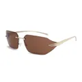 Gafas de sol sin montura modernas con lentes marrones y montura metálica dorada - Oro/Marrón