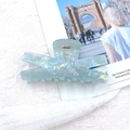 Pinza per capelli in acrilico azzurro cangiante con finitura laser da 9cm - Blu-Verde Iridescente (C20-2-13)