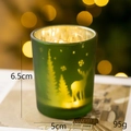 Portacandele natalizio in vetro smerigliato verde con renne e luci LED calde interne - Piccolo / Verde